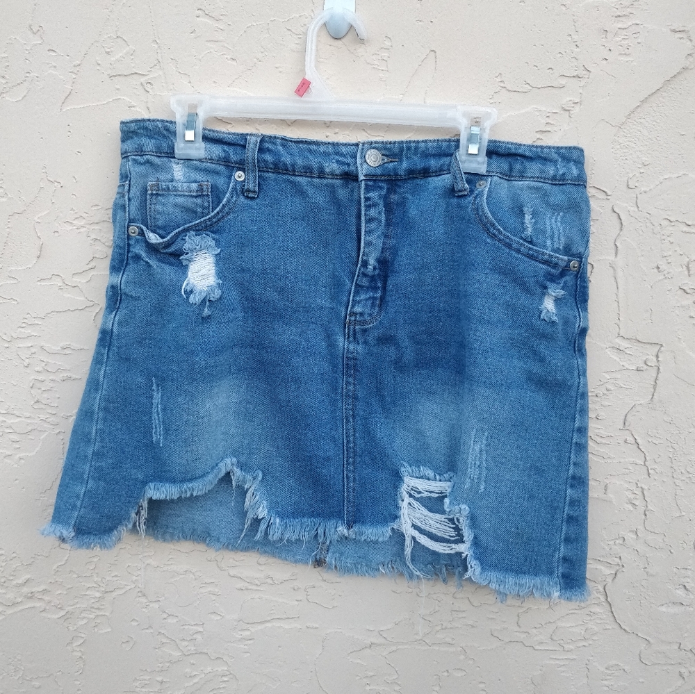 Wild Fable Blue Distressed Denim Mini Skirt